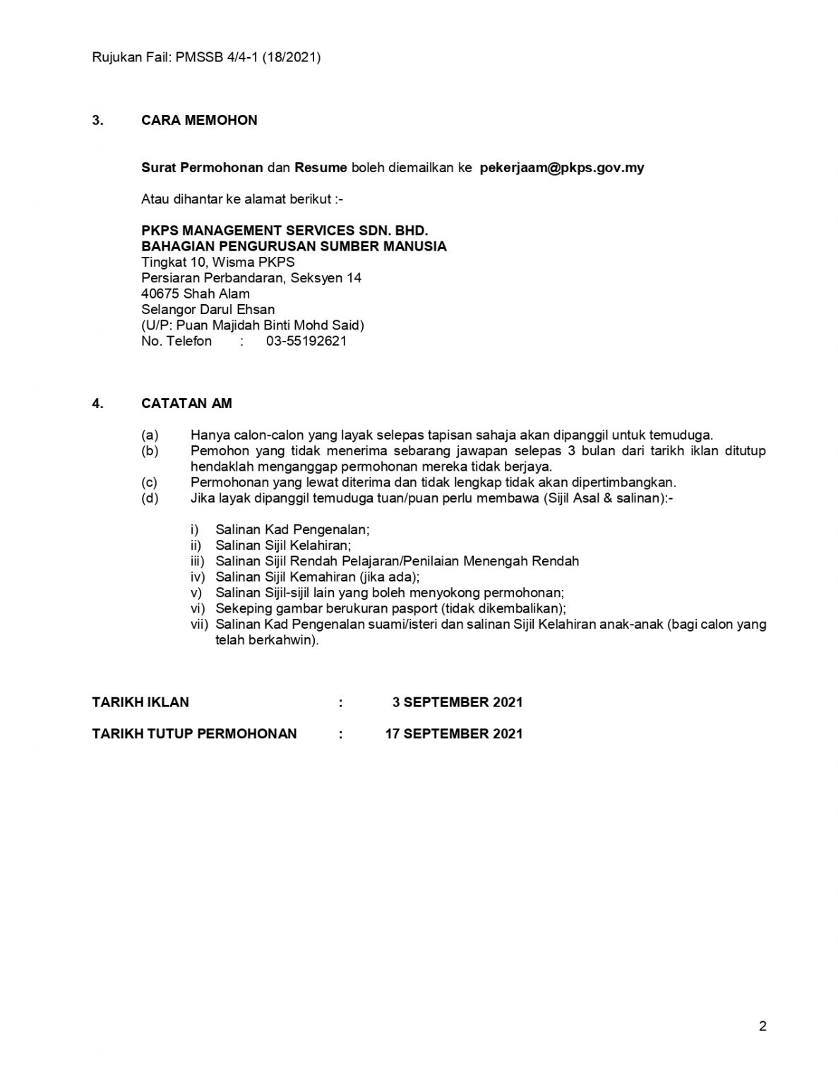 Kerja Kosong di Perbadanan Kemajuan Pertanian Selangor (PKPS) 2 Kerja Kosong di Perbadanan Kemajuan Pertanian Selangor (PKPS)