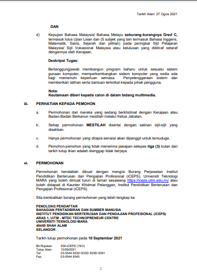 Kerja Kosong di iCEPS UiTM