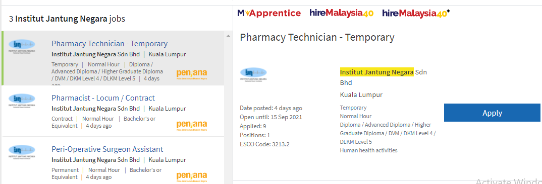 Kerja Kosong di Institut Jantung Negara (IJN)