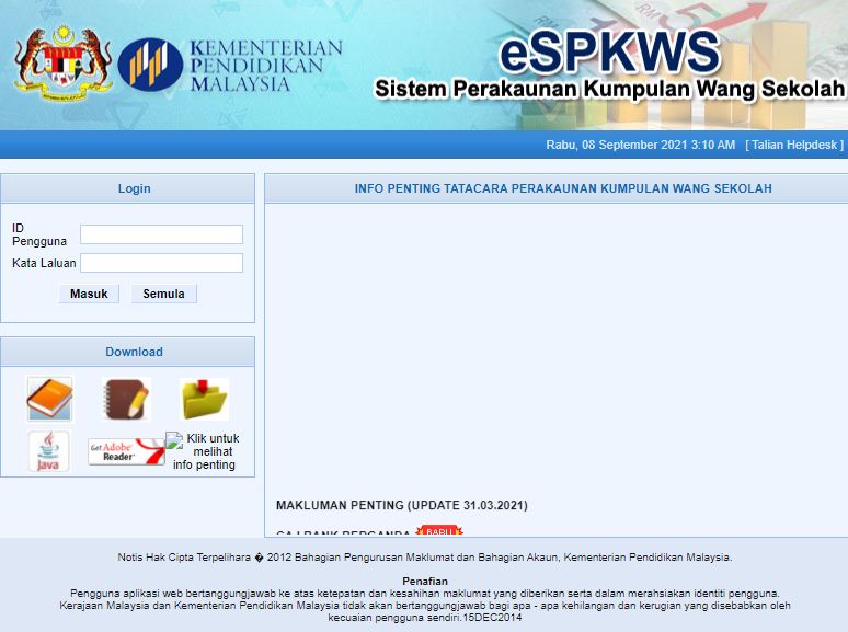 ESPKWS KPM : Login Sistem Perakaunan Sekolah Online - TCER.MY