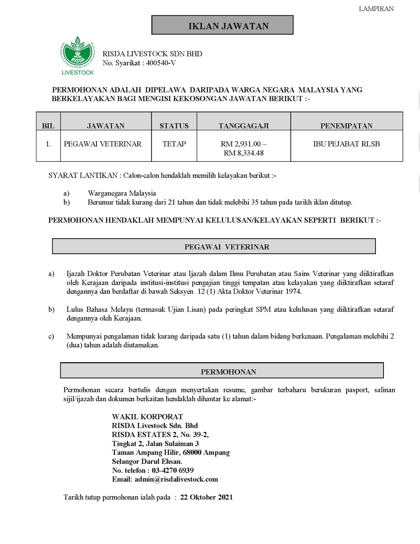 Kerja Kosong Di Risda 1