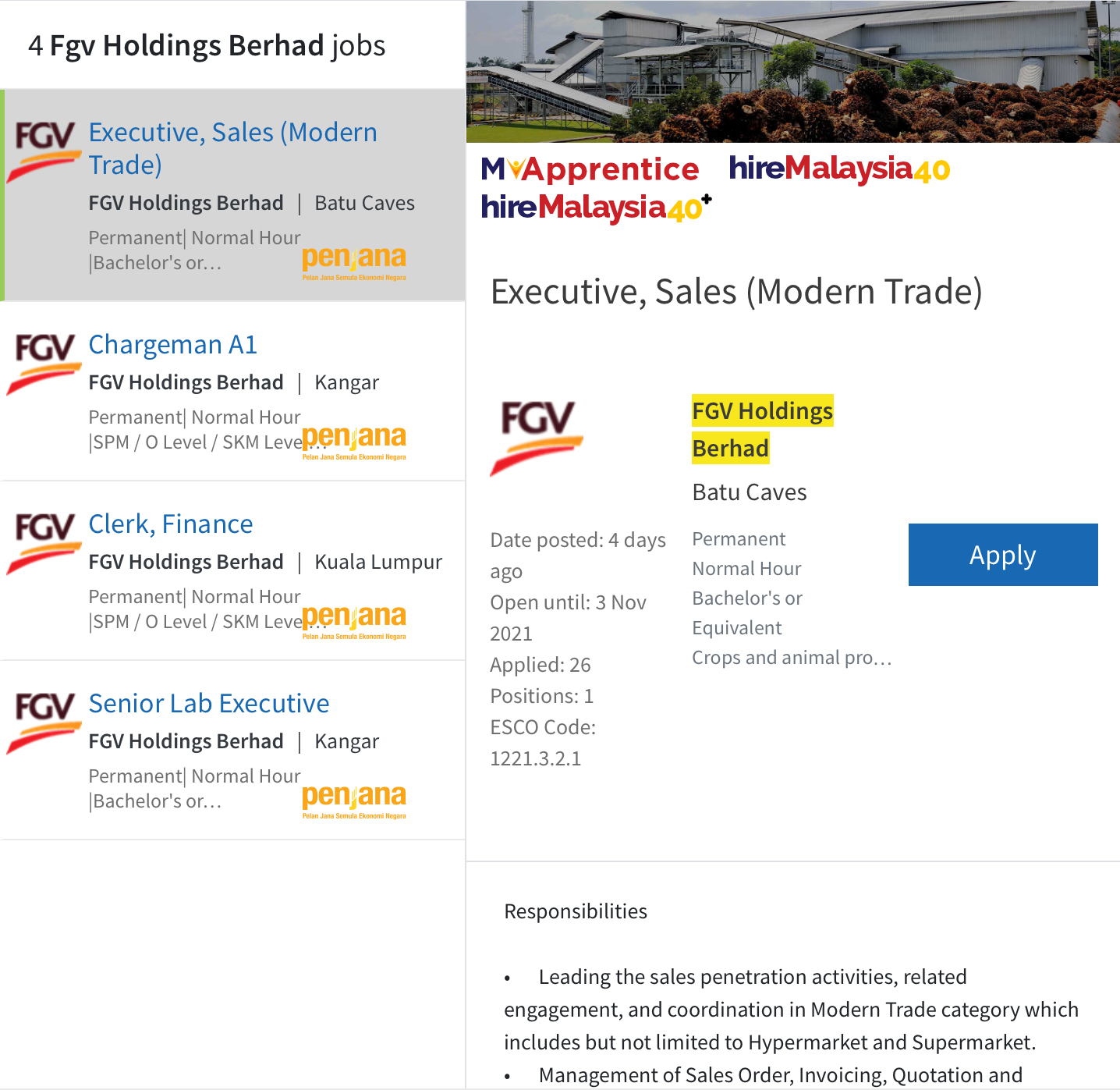 Kerja Kosong Di FGV Holdings Berhad