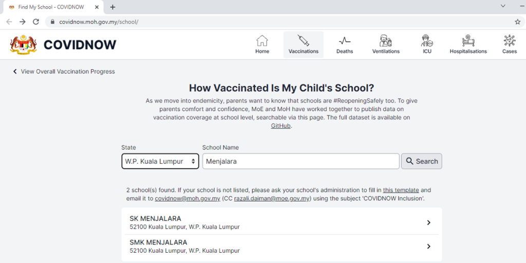 COVIDNOW Sekolah