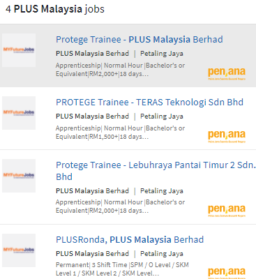 Kerja Kosong di Plus Malaysia Berhad (PLUS)