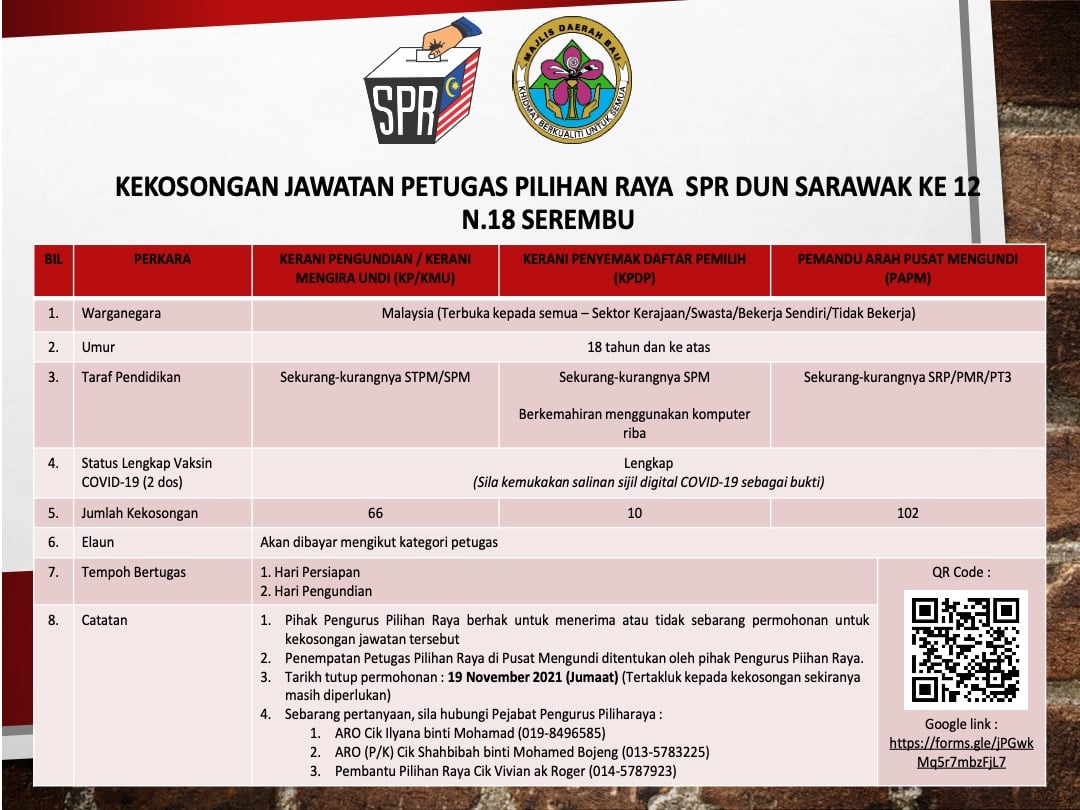 Kerja Kosong di Suruhanjaya Pilihan Raya (SPR)