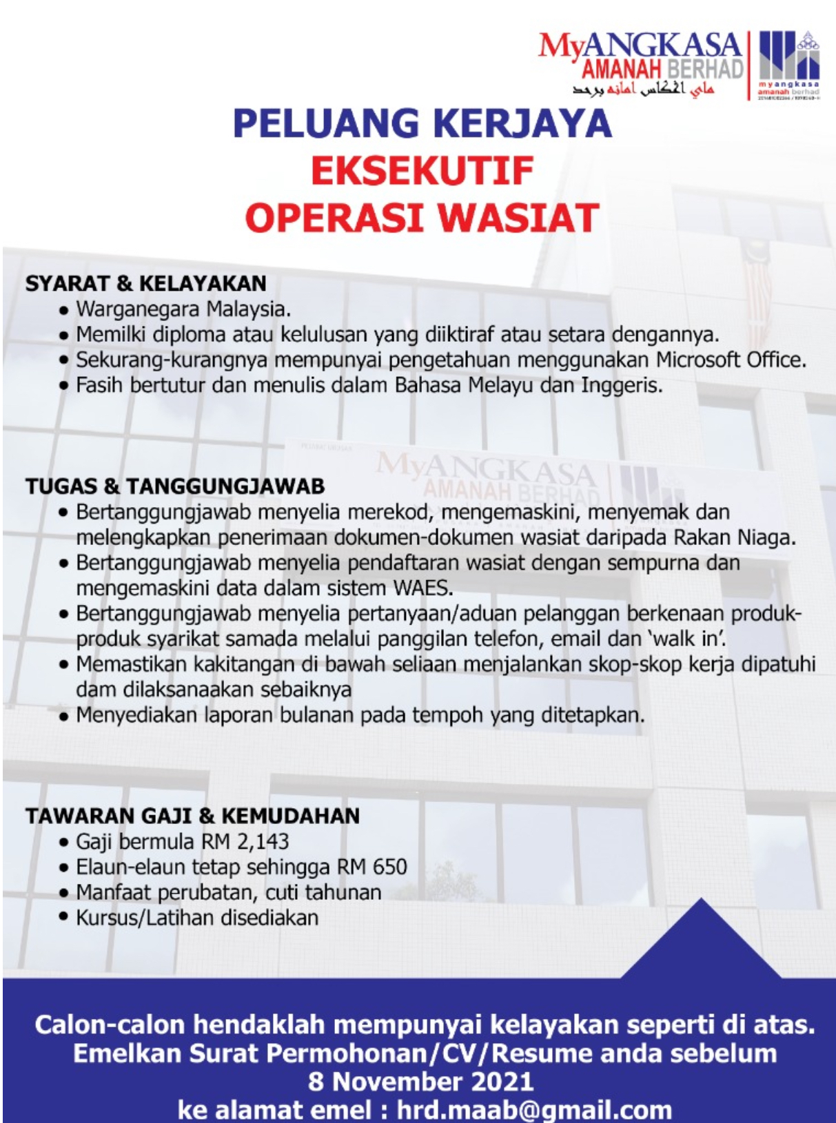 Kerja Kosong Di MyAngkasa Amanah Berhad