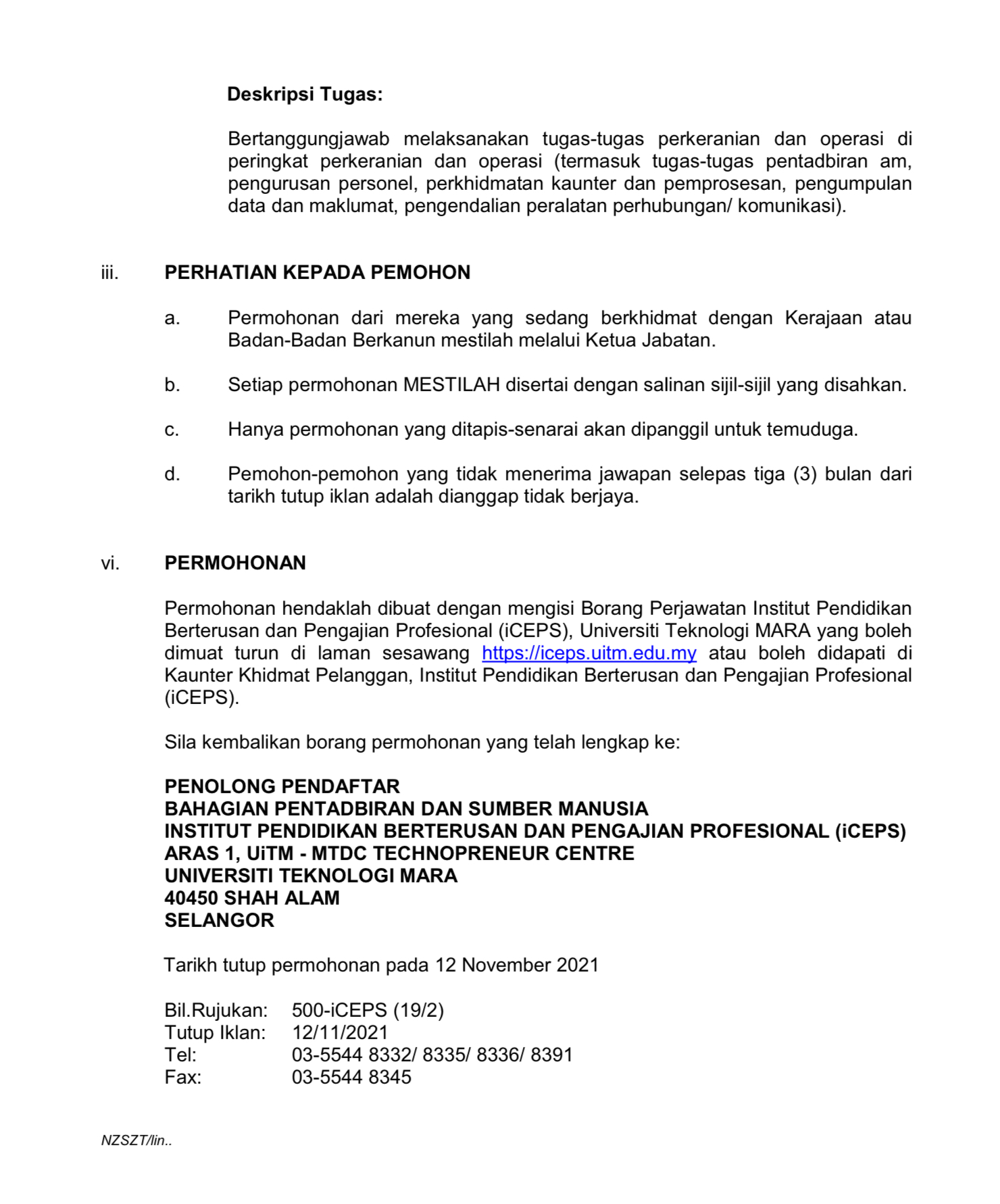 Kerja Kosong Di Universiti Teknologi MARA 