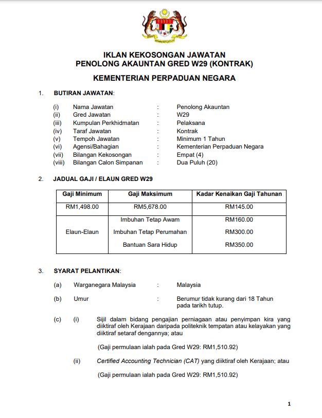 Kerja Kosong Di Kementerian Perpaduan Negara