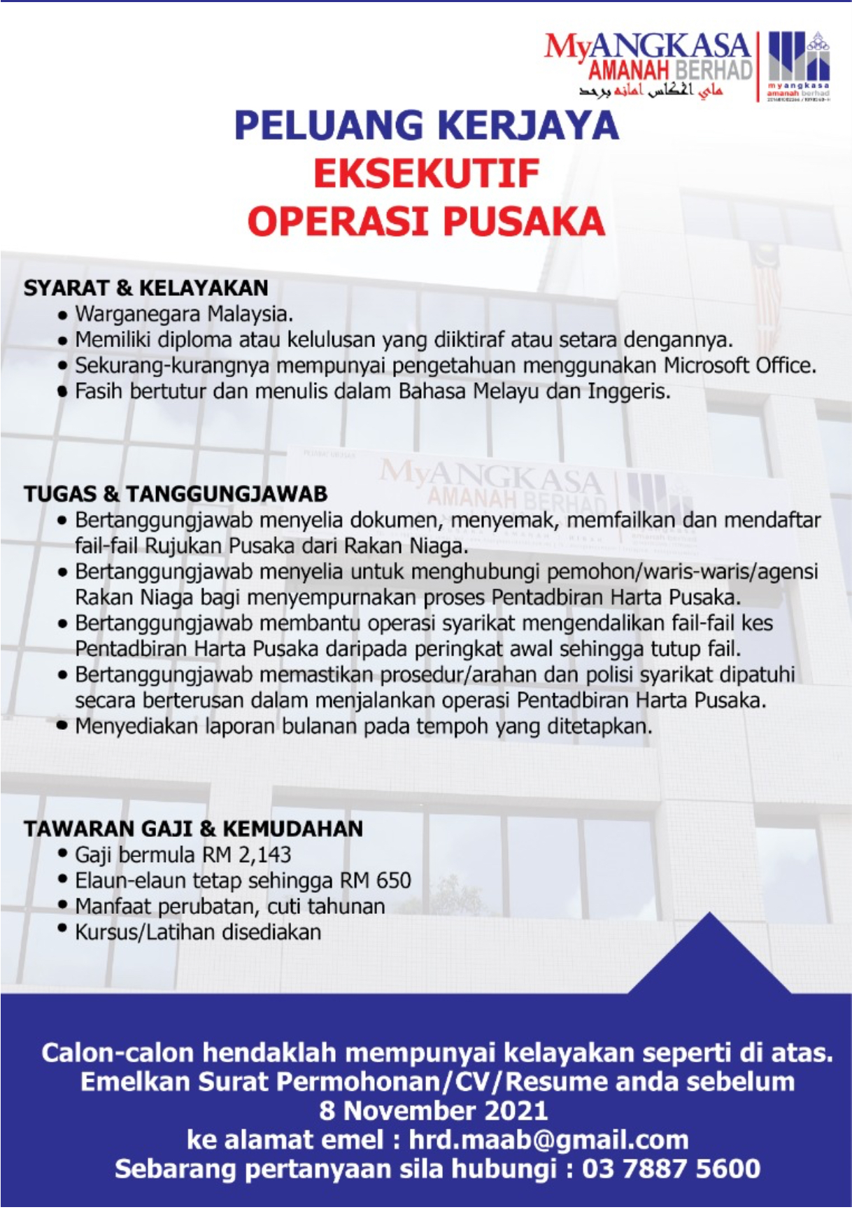 Kerja Kosong Di MyAngkasa Amanah Berhad