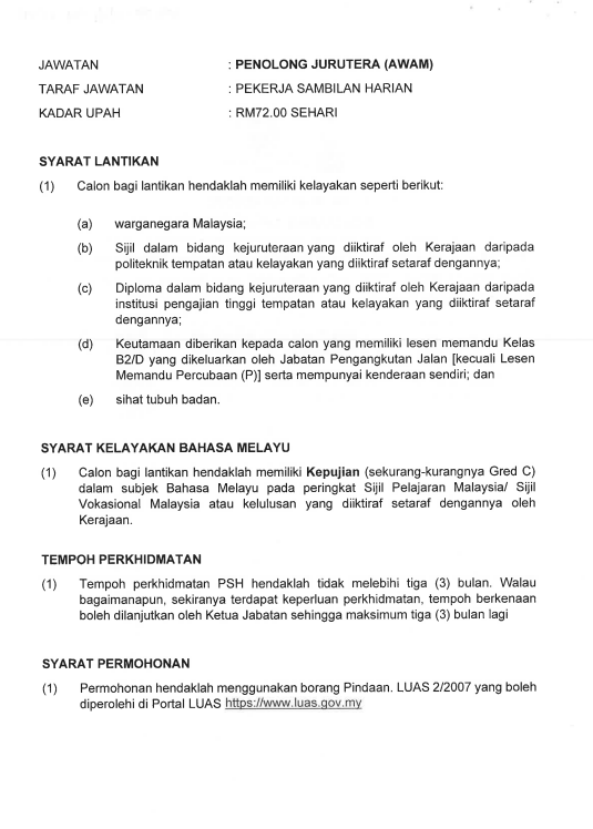 Kerja Kosong di Lembaga Urus Air Selangor (LUAS)
