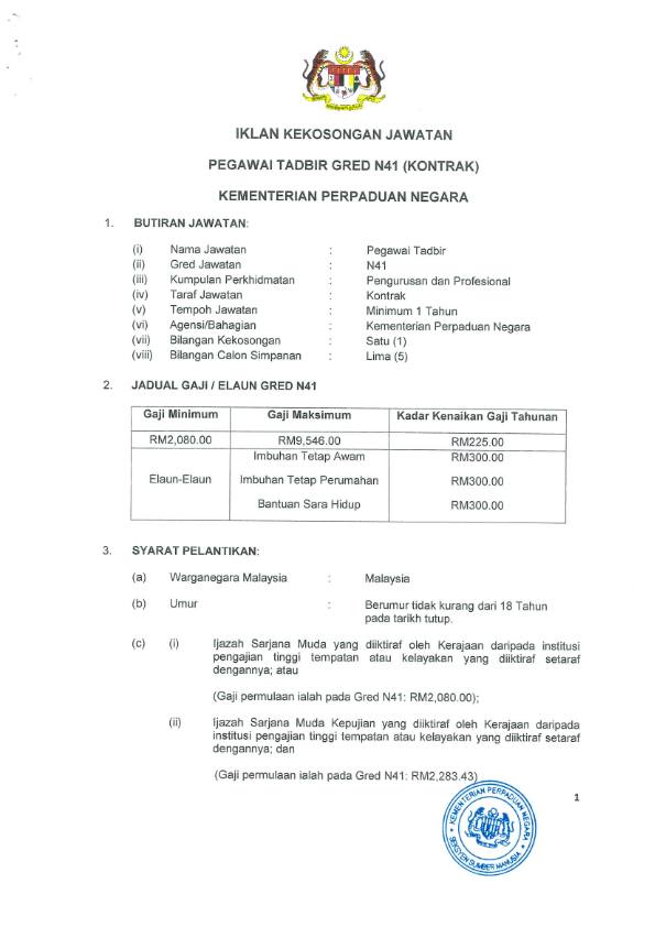 Kerja Kosong di Kementerian perpaduan Negara 1 Kerja Kosong di Kementerian perpaduan Negara