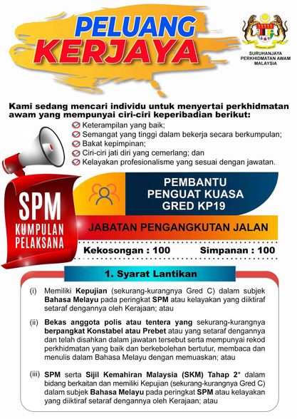 Kerja Kosong Di Perkhidmatan Awam Malaysia 