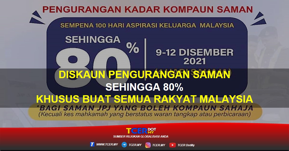 Diskaun Pengurangan Saman Sehingga 80% Buat Semua Rakyat Malaysia 