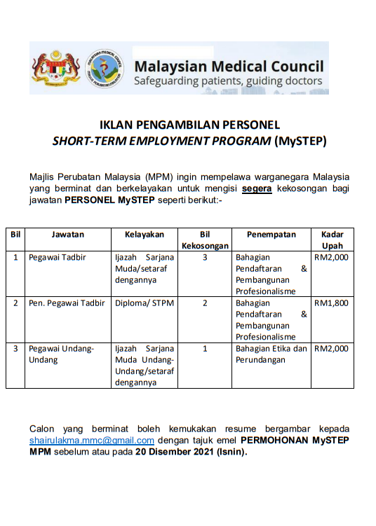 Kerja Kosong di Majlis Perubatan Malaysia (MMC)