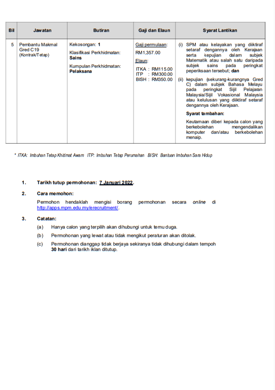 Kerja Kosong di Majlis Peperiksaan Malaysia (MPM)