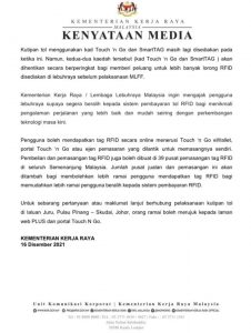 Aktifkan RFID Touch n Go