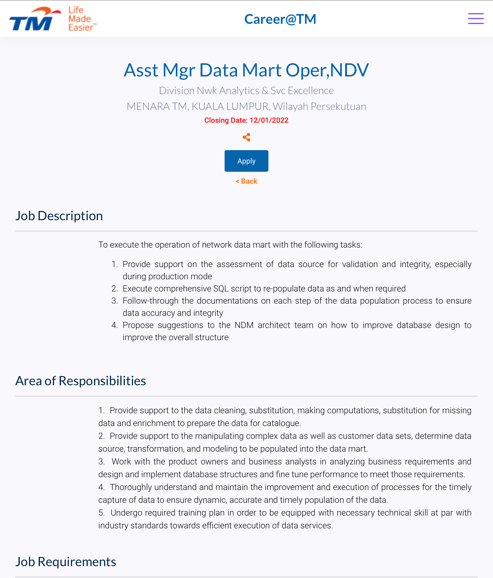 Kerja Kosong Di Telekom Malaysia 