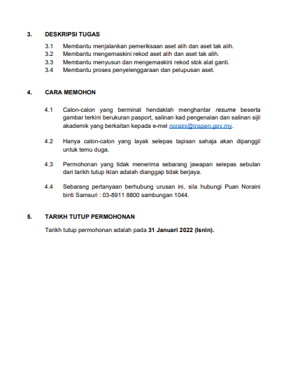 Kerja Kosong di Institut Penilaian Negara (INSPEN)