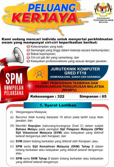 Kerja Kosong di Perkhidmatan Awam Malaysia