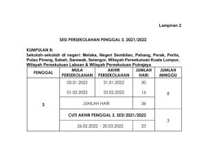 TARIKH BUKA SEKOLAH 