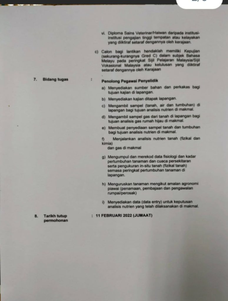 Kerja Kosong di MARDI
