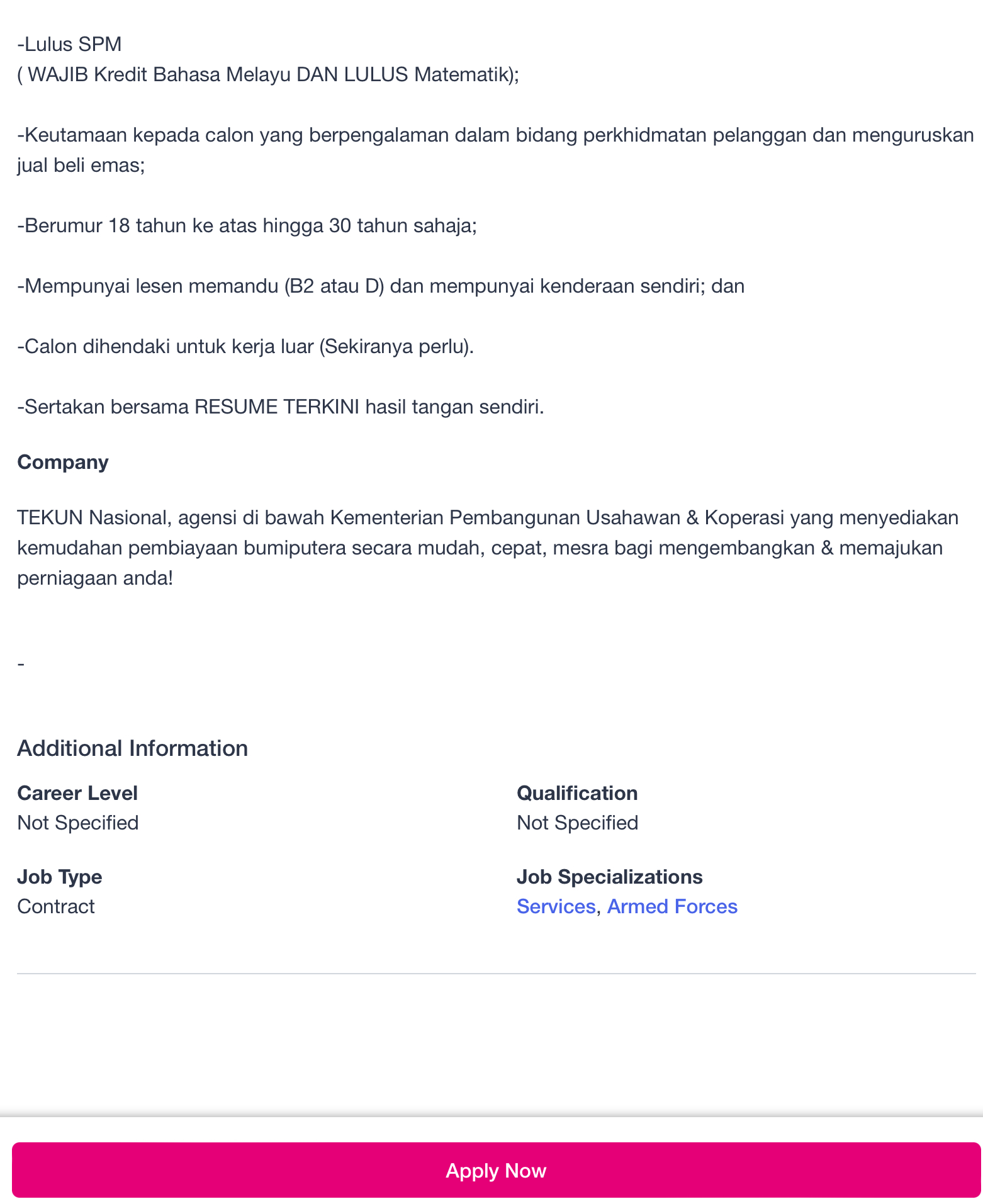 Kerja Kosong Di Tekun Nasional