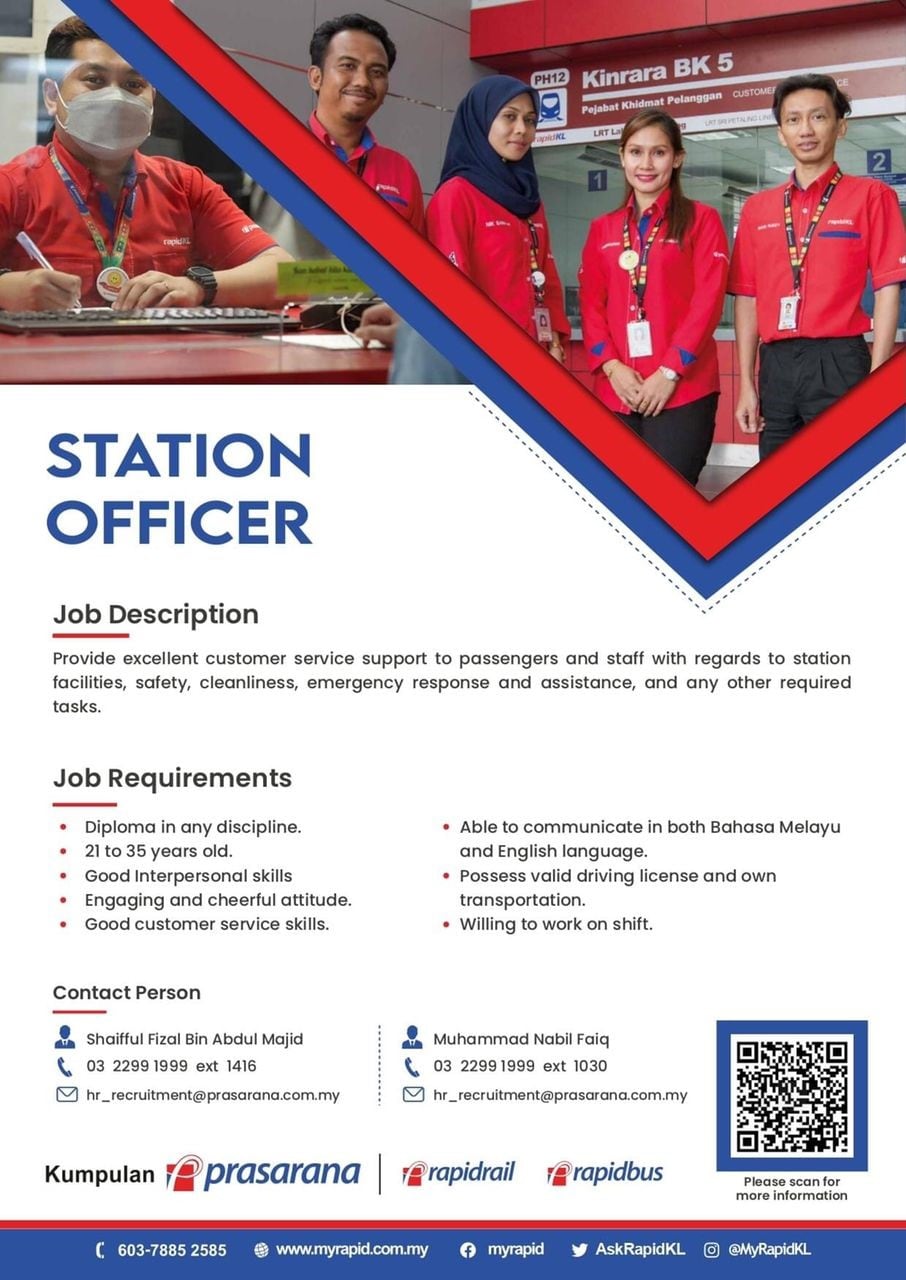 Kerja Kosong di Prasarana Malaysia Berhad 2 Kerja Kosong di Prasarana Malaysia Berhad