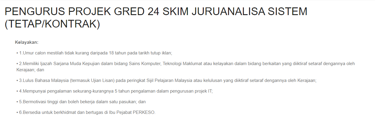 Kerja Kosong di Pertubuhan Keselamatan Sosial (PERKESO)