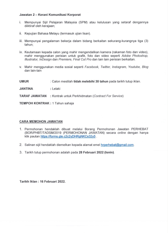 Kerja Kosong di Perbadanan Hal Ehwal Bekas Angkatan Tentera
