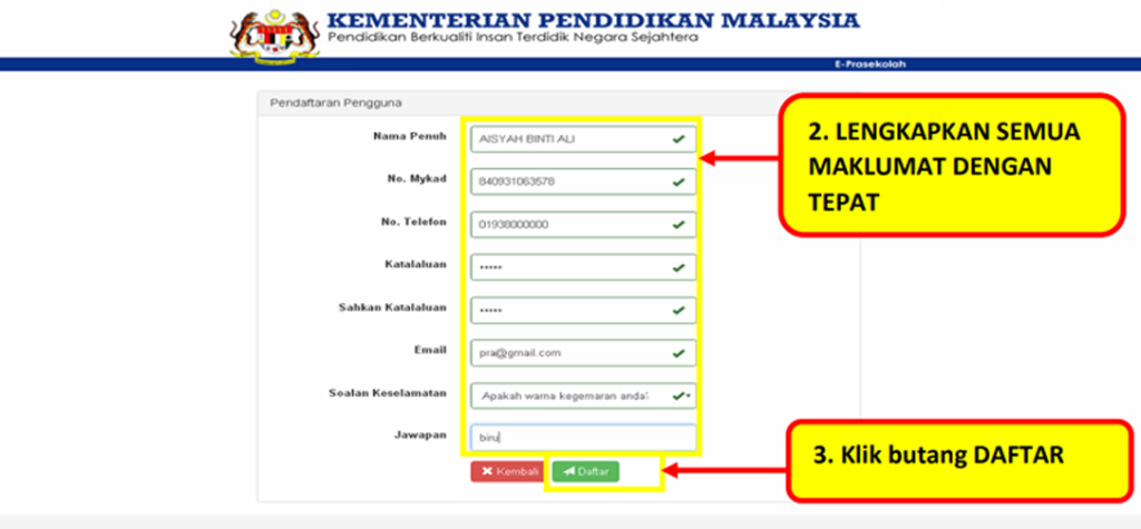 ePrasekolah: Pendaftaran Prasekolah KPM Sesi 2023/2024
