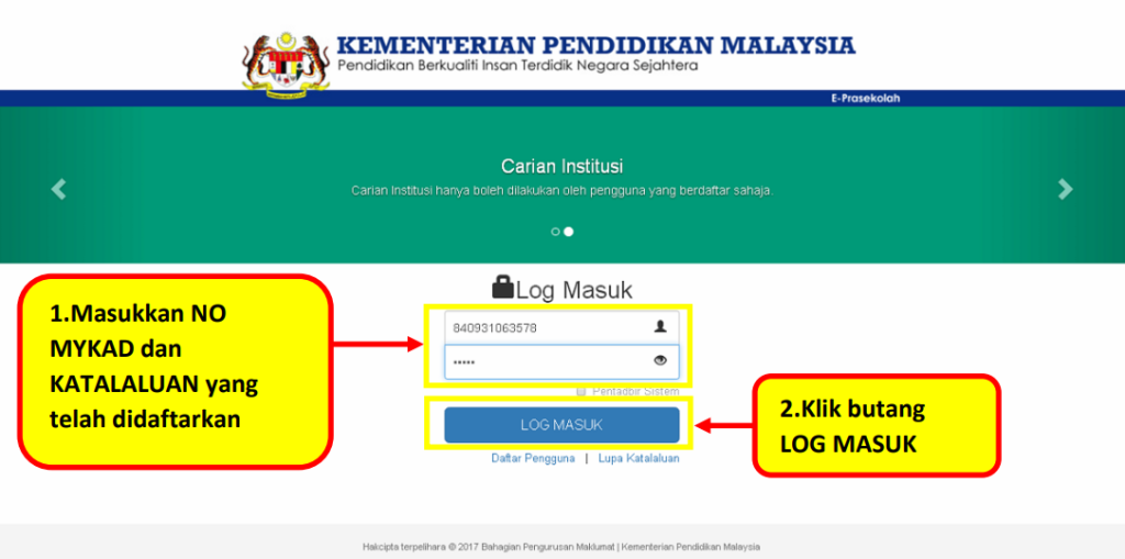ePrasekolah: Pendaftaran Prasekolah KPM Sesi 2023/2024