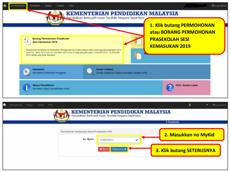 ePrasekolah: Pendaftaran Prasekolah KPM Sesi 2023/2024