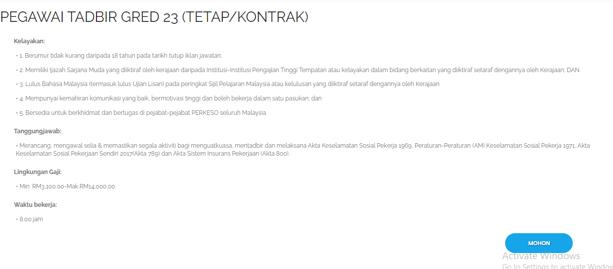 Kerja Kosong di Pertubuhan Keselamatan Sosial (PERKESO)