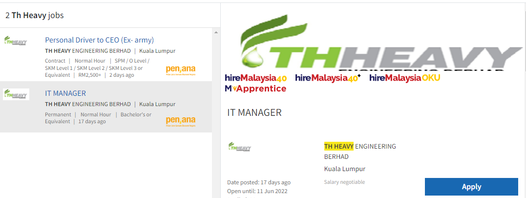 Kerja Kosong di TH Heavy Engineering (THHE) 1 Kerja Kosong di TH Heavy Engineering (THHE)