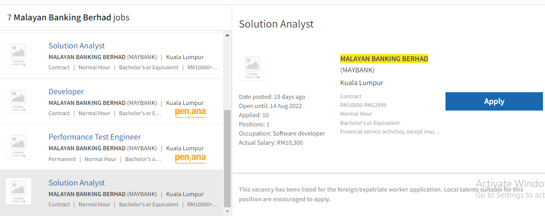 Kerja Kosong di Malayan Banking Berhad (Maybank)