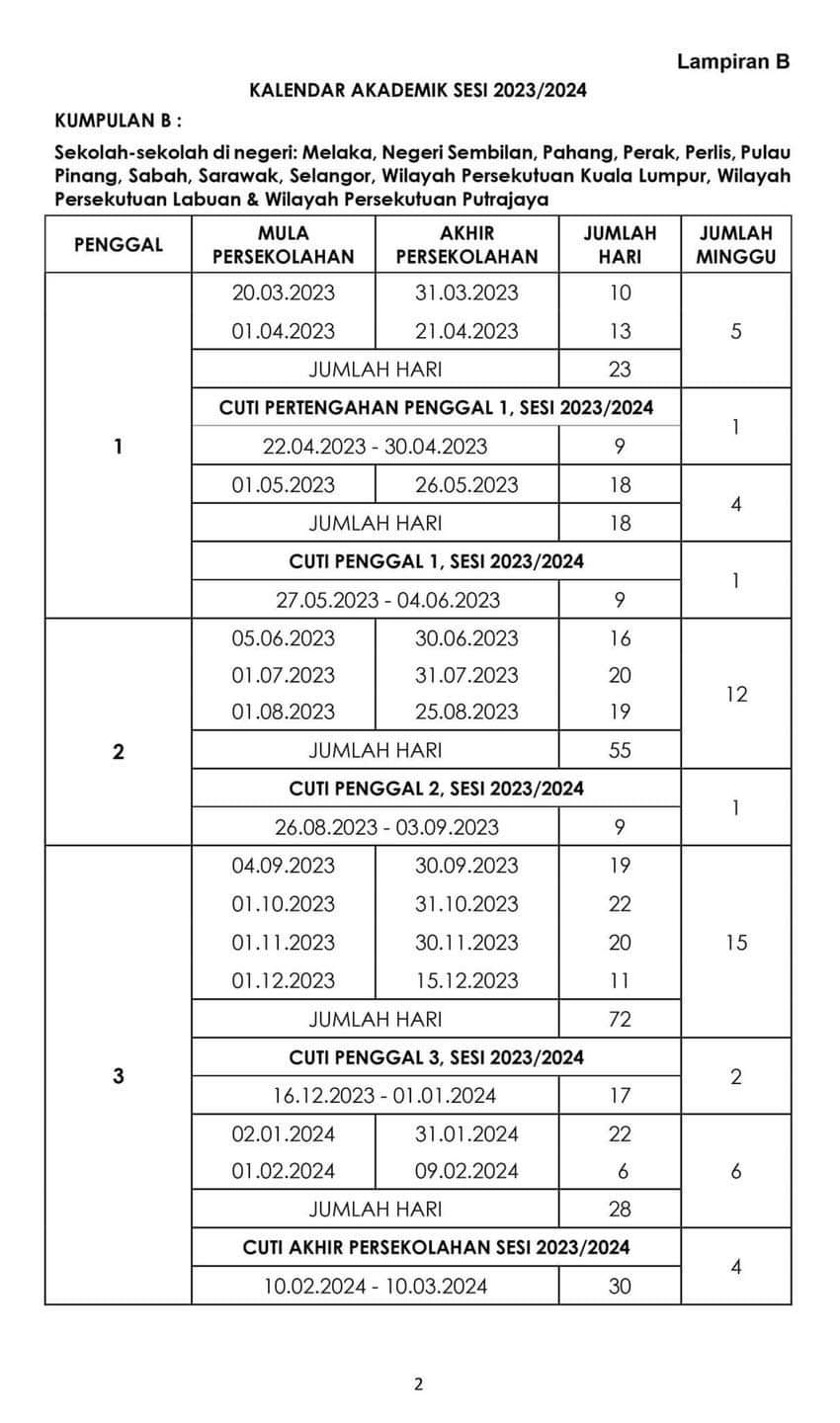 Kalendar Tahun 2023: Senarai Penuh Cuti Umum Dan Cuti Sekolah 12