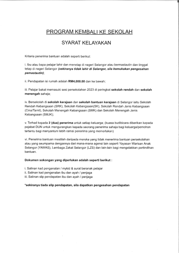 Bantuan Kembali Ke Sekolah RM100 MBI Mohon Sekarang! 2 bantuan kembali ke sekolah