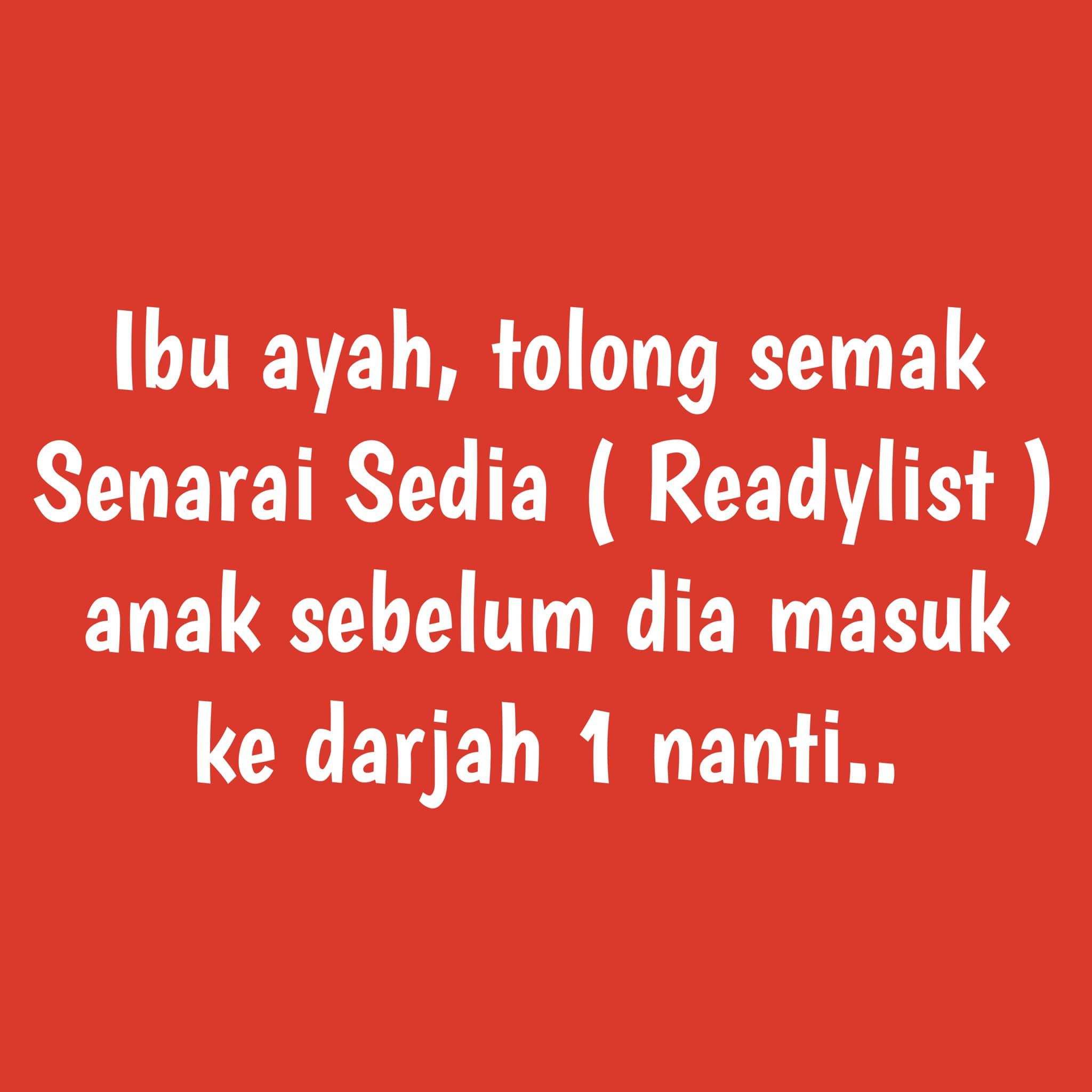 persediaan sebelum masuk darjah 1