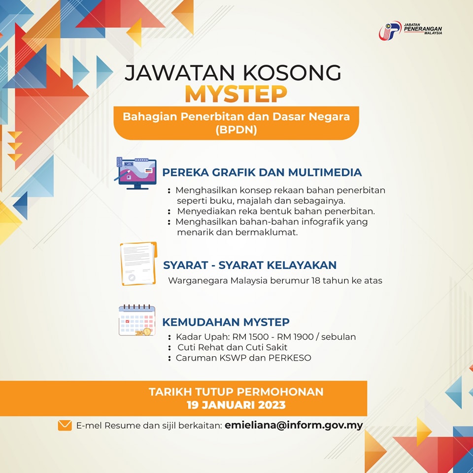 Jawatan Kosong MySTEP 2023: Mohon sekarang 3 jawatan kosong mystep 2023