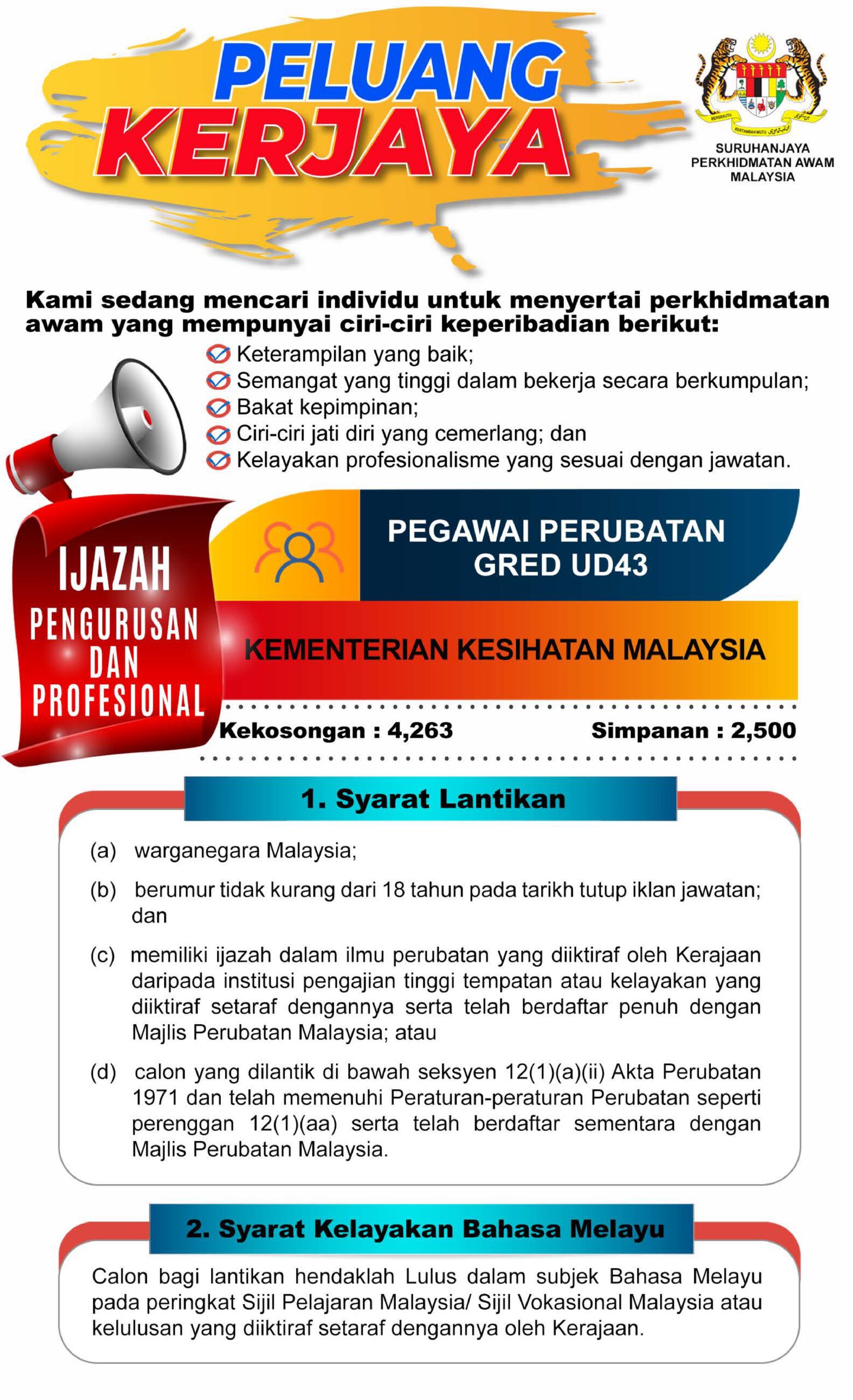 Jawatan Kosong KKM - Mohon Sekarang 4914 Kekosongan 2 Jawatan Kosong KKM - Mohon Sekarang 4914 Kekosongan 1