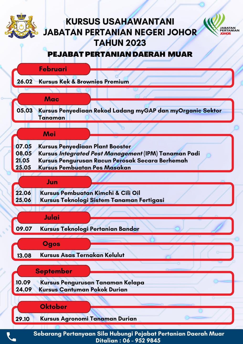 kursus usahawantani negeri johor