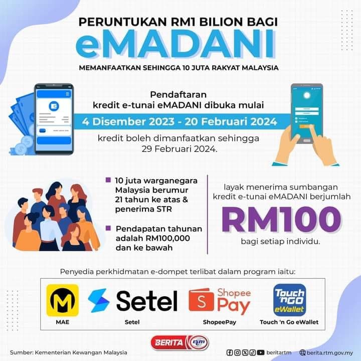 Cara Tebus e Tunai RM100 Guna MAE, Setel, ShopeePay & TNG eWallet 1