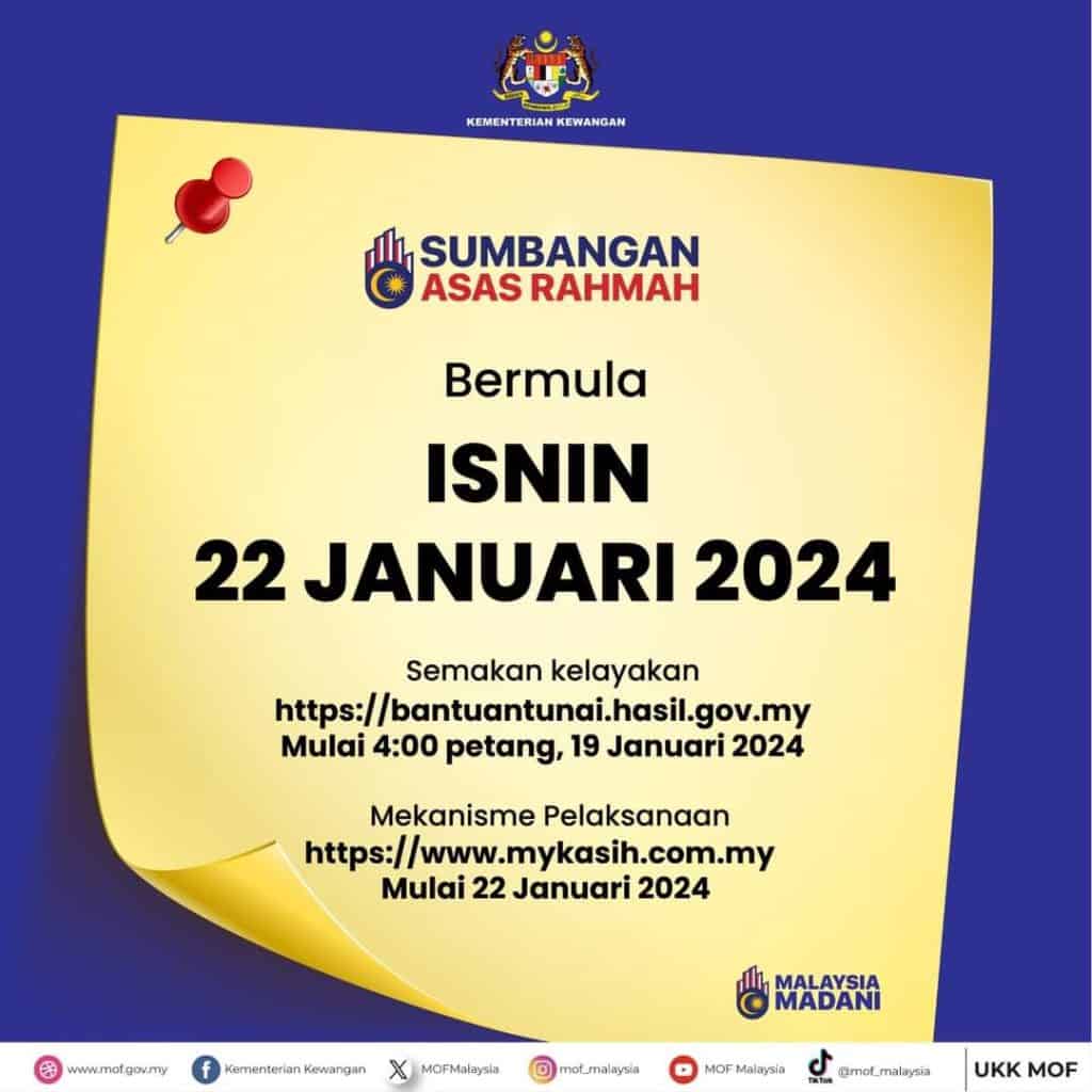 Bantuan SARA 2024: Semakan Kelayakan Bermula 22 Januari 2024 1