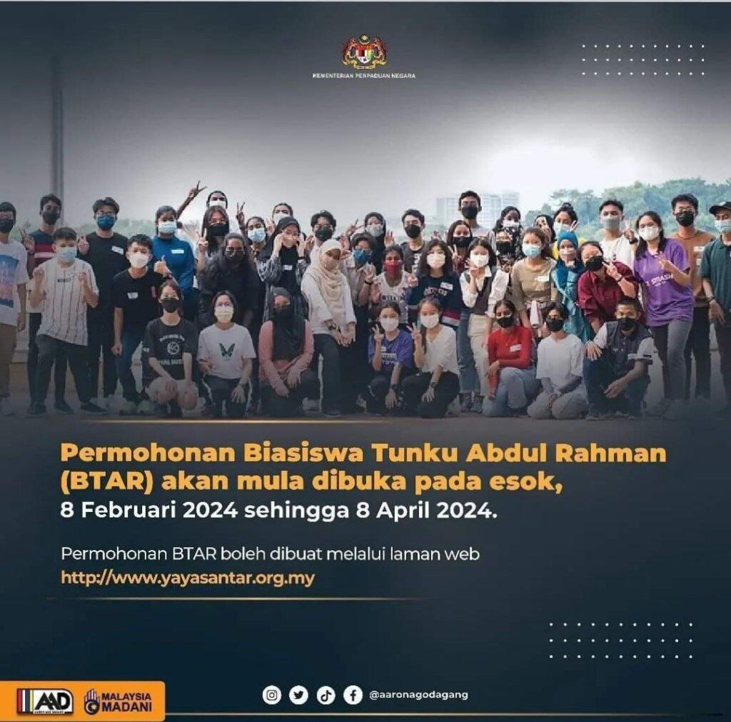 Permohonan Biasiswa Tunku Abdul Rahman (BTAR) Bagi Tahun 2024 1
