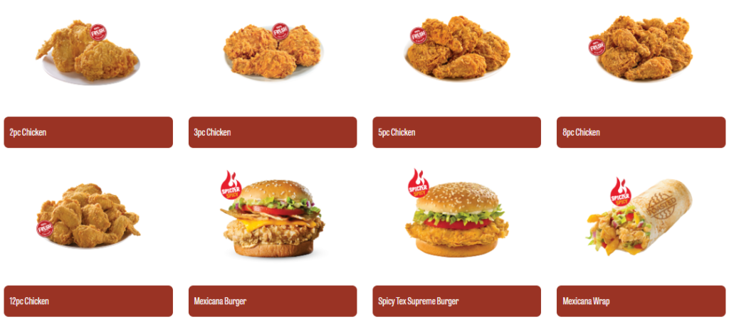 texas chicken menu