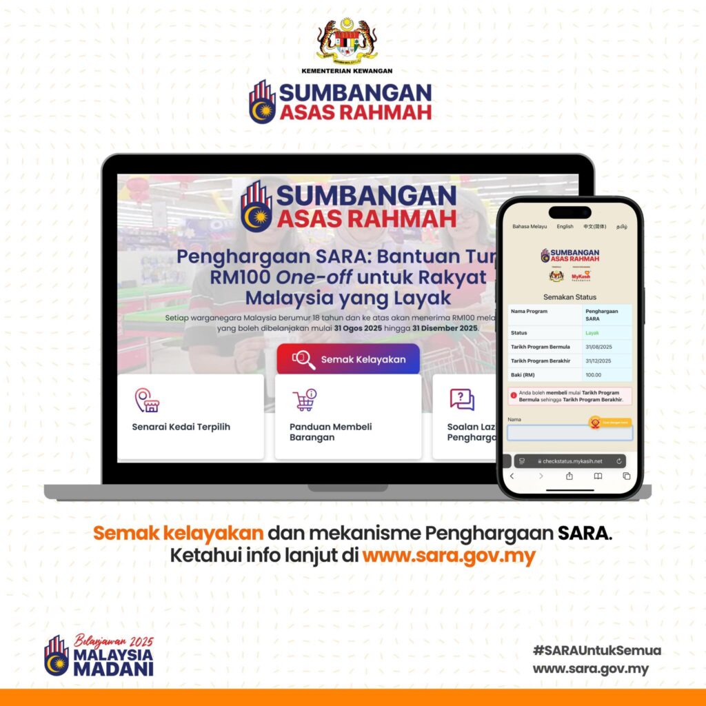 Semakan Kelayakan SARA Untuk Semua (Bantuan RM100 One-Off) 1 Semakan Kelayakan SARA Untuk Semua (Bantuan RM100 One-Off) 1